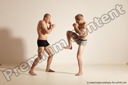 Underwear Martial art Man - Man White Moving poses Slim Short Blond Dynamic poses Academic